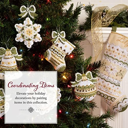 Bucilla Felt Applique 6 Piece Ornament Making Kit, Holiday Glitz, Perfect for DIY Arts and Crafts, 89637E - Image 6