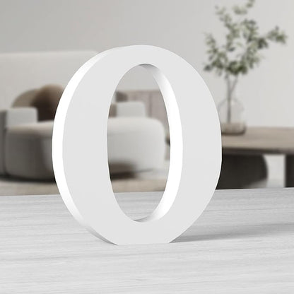 AOCEAN 10 Inch White Big Wood Letters, Unfinished Wooden Letters for Wall Decor Decorative Standing Letters Slices Sign Board Decoration for Craft Home Party Projects (O)