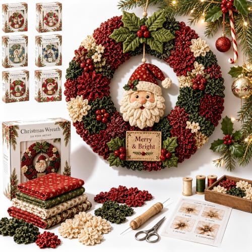 3D Fabric Poke Wreath DIY Kit, Christmas Wreath DIY Kit for Adults (#A) by Unknown