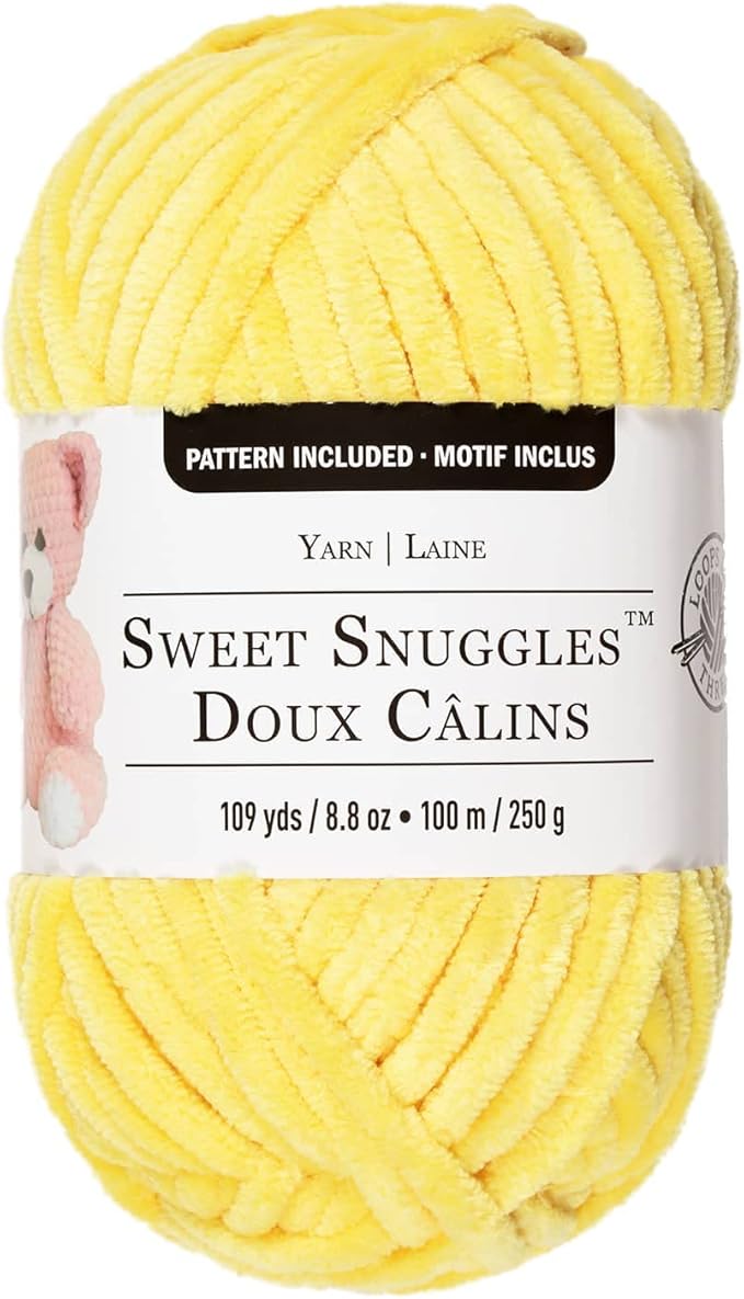 Loops & Threads Sweet Snuggles Yarn - Solid Yarn for Knitting, Crochet, Weaving, Arts & Crafts - Yellow, Bulk 18 Pack