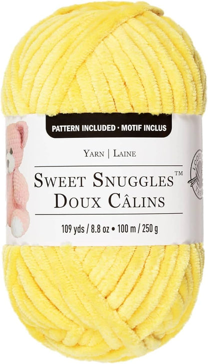 Loops & Threads Sweet Snuggles Yarn - Solid Yarn for Knitting, Crochet, Weaving, Arts & Crafts - Yellow, Bulk 18 Pack