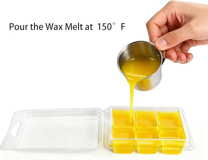 Jucoan 100 Pack Plastic Wax Melt Clamshell Mold, 6 Cavity Square Clear Wax Melt Molds Containers for DIY Wax Melt Candle Soap Craft Wedding Party Favor