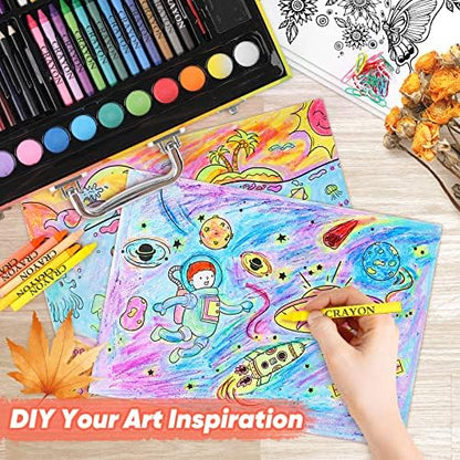 Soucolor 183 Art Drawing Painting Kit, Crayons Pastels Markers, Wooden Case - Image 7