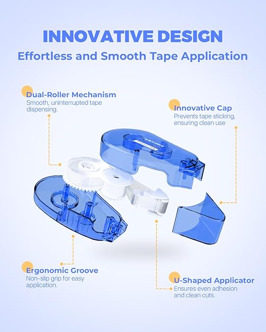 Marsrock Double-Sided Tape Roller for Scrapbooking 6-Pack (0.31IN x 30FT) Adhesive Tape Glue Runner, Scrapbook Supplies and Craft Supplies for Scrapbooking, Gift Wrapping and Photo Tape