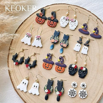 KEOKER Halloween Clay Cutters, Clay cutters for Halloween Earrings Making, 10 Shapes Halloween Clay Earrings Cutters, Halloween Polymer Clay Cutters (Earrings Clay Cutters 1) - Image 2