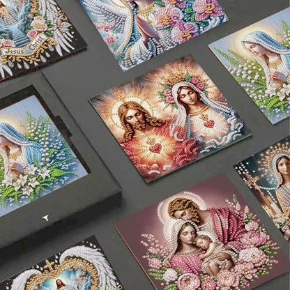 JISHSHAY 6 PCS Diamond Art Greeting Cards Jesus Diamond Painting Birthday Cards Virgin Mary Gem Art Gem Painting Mosaic Kits for Adults for Thanksgiving Anniversary Valentine Graduation All-Occasion - Image 4