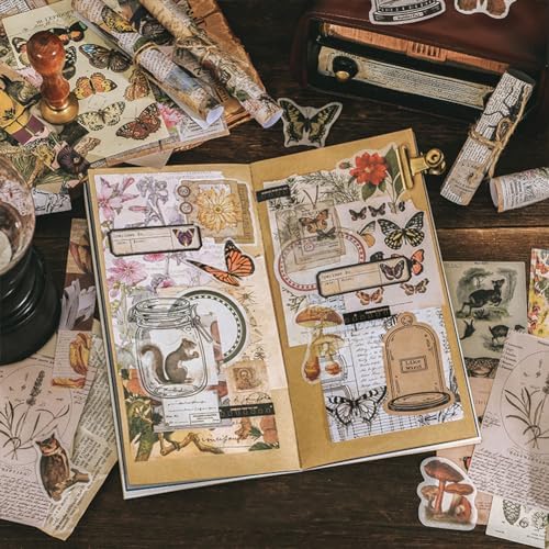 BLEDS 200PCS Vintage Journaling Supplies Pack, Scrapbook Stickers Kit & Aesthetic Journaling Paper for Junk Journals Craft Tags Cards Collage Notebook Planner Ephemera, BS-Scrapbooking-200 - Image 2