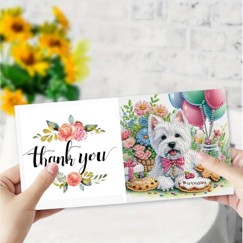 MaiYiYi 6 Pack DIY Cute Dog Diamond Art Greeting Cards Kit - Image 4