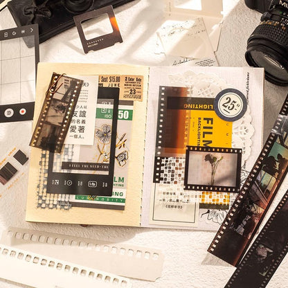Diuhofart 94Pcs Scrapbooking Supplies Kit, Old Film Strips Photo Frames for Junk Journal Supplies, Scrap Booking Cutouts Papers Scrapbook Materials, Quote Stickers for Journaling, Collage - Image 4