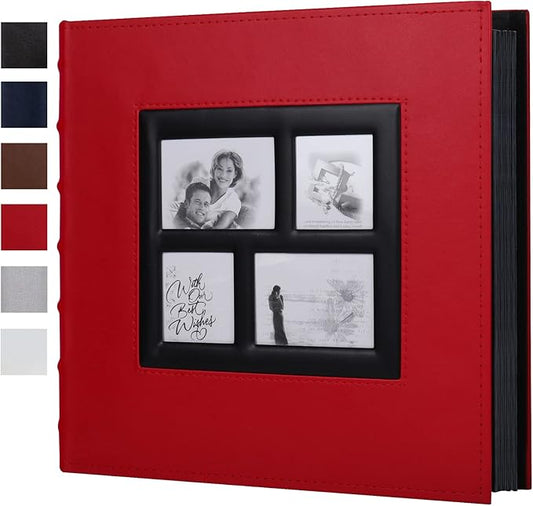 RECUTMS Photo Album Self Adhesive 60 Pages Magnetic Scrapbook Album with Black Inner Sticky Page for Family Wedding Baby Anniversary Can Hold 3x5 4x6 5x7 6x8 8x10 Picture Book