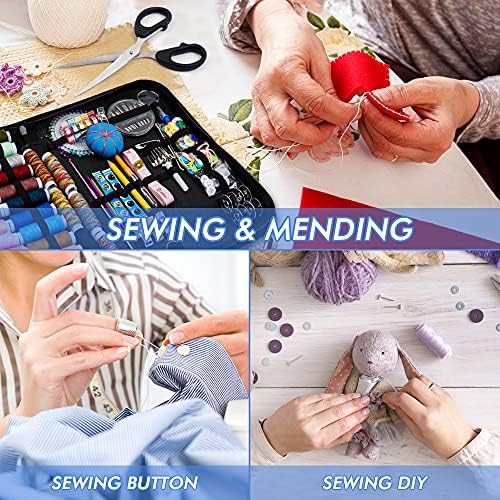 Large Sewing KIT, 226 PCS Premium Sewing Supplies with 43 XL Thread Spools, Leather Case, Scissors, Thread, Needles and Accessories, Sewing Set for Adults, Emergency, and Home by Inscraft - Image 6