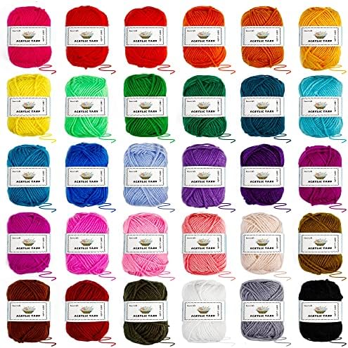 INSCRAFT Crochet Yarn Kit for Beginners Adults, Includes 1650 Yards 30 Colors Acrylic Skeins, User Manual, Hooks, Wine Bag etc, Make Amigurumi & Projects, Starter Set Professionals - Image 4