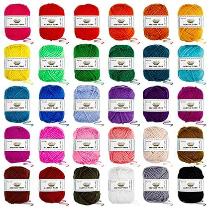 INSCRAFT Crochet Yarn Kit for Beginners Adults, Includes 1650 Yards 30 Colors Acrylic Skeins, User Manual, Hooks, Wine Bag etc, Make Amigurumi & Projects, Starter Set Professionals - Image 4