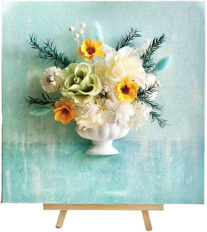 Artistic Oil Painting & Plaster Vase Set - DIY Dried Flower Holder, Separated Components for Easy Assembly, Decorative Wall Art & Textured Vase for Living Room, Bedroom, Office Home Table Decor (M)