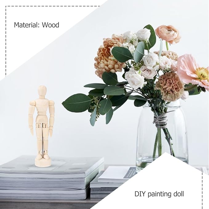 DOITOOL Artists Wooden Manikin Flexible Body Joints 15 Pack 4.5 Inch Mannequin Model Drawing Figure Model Wooden Mannequin Artist Manikin with Stand for Drawing Painting Desk Decoration