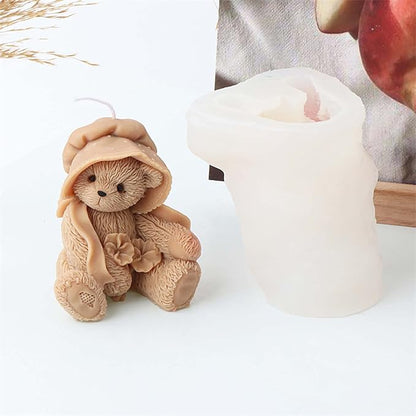 Grainrain 3D Bear Silicone Candle Mold Decorated Pillar Candle Mould Handcrafted Silicone Molds for Candle Wax Resin Gyspum Crafts Making (ZH116)