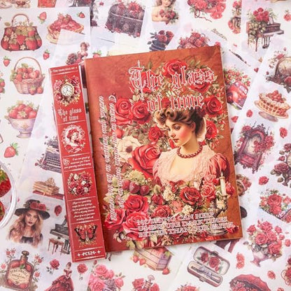 Washi Sticker Book for Scrapbook, 450+ Pre-Cut Scrapbooking Stickers, Vintage People Flowers Aesthetics Stickers for Adults and Teens, Junk Journal Supplies for Journaling Decorative DIY Arts Craft by Ahmagen