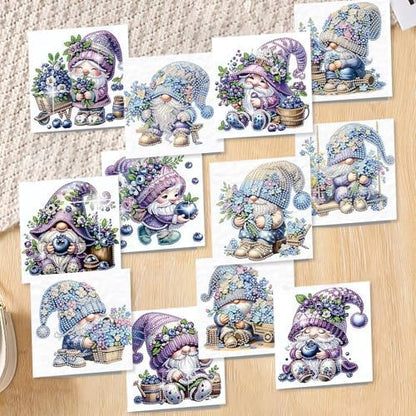 jinglinhh 12pcs Diamond Art Painting Lavender Blueberry Gnome Greeting Cards with Envelopes, DIY Card Making Kits for Adults, Diamond Art Postcards Christmas Cards Craft Gifts - Image 6