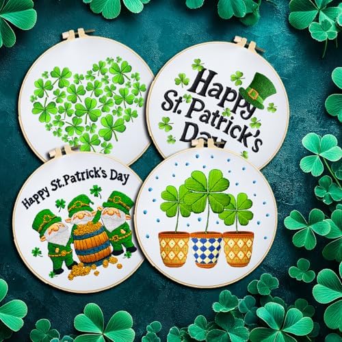 BEUNITONE 4 Set Lucky Clover Pattern Embroidery Kit for Adult Beginners - Image 6