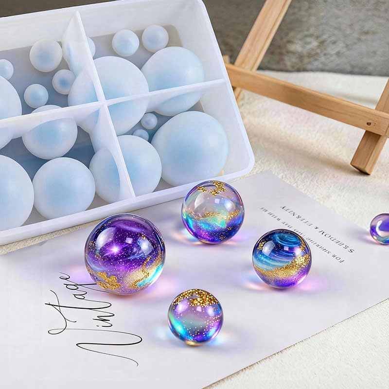 Sphere Silicone Molds for Resin,Seamless Sphere Resin Molds Silicone,Resin Bead Mold,Small Resin Molds for Jewellery Making,Pendant and and DIY Gifts,for resi n Casting(20Cavity Sphere Molds) - Image 2
