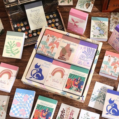 12 Sets 600 Sheets Washi Stickers for Journaling, Boho, Abstract, Vintage Scrapbook Sticker Set for Bullet Journal Art Diary Card Craft Gifts Planner Notebook - Image 6