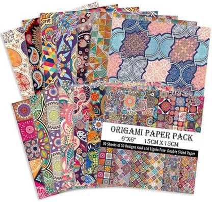 Origami Paper 50 Sheets, 6-Inch Square Double Sided Colored Craft Paper - Image 3