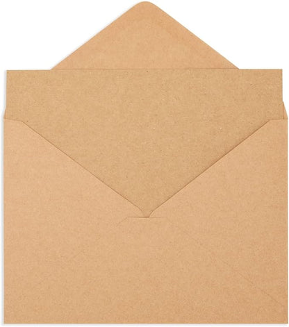 Best Paper Greetings Blank A7 Note Cards & Envelopes Set - Kraft Paper Stationery & Blank Cards and Envelopes - DIY Paper Crafting Supplies & Letter Writing Stationery - 5x7 In, 50-Pack, Brown Kraft