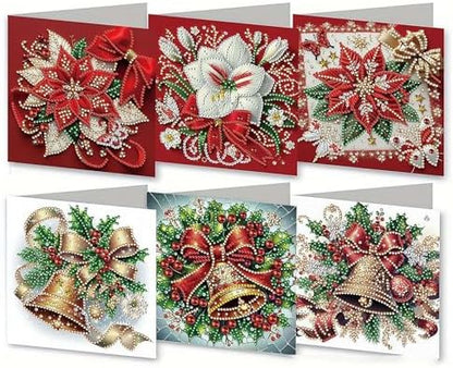6 PCS Diamond Art Christmas Greeting Cards,5D Diamond Art Christmas Birthday Holiday Foldable Thank You Cards Blessing Greeting Card, Xmas Craft DIY Card Making Kits for Adults Gifts (Set B) by HFLWYWD