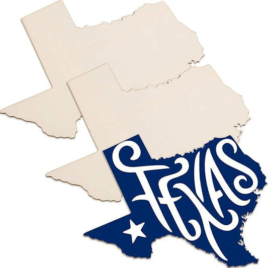 BBTO 3 Pack Texas Unfinished Wood Cutouts US State 10" Wood Slices Wooden Paint Crafts Christmas Ornaments Pieces for Home Decor Ornament DIY Craft Art Project