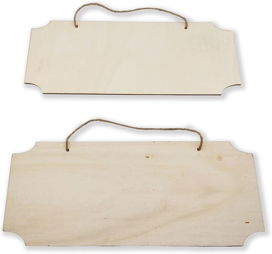 3-Piece Set of Blank Wooden Sign Crafts - Unfinished Hanging Wood Planks with Holes, Suitable for DIY Door & Wall Decorations, Wall Hangings, Christmas Ornaments and Fun Handicrafts