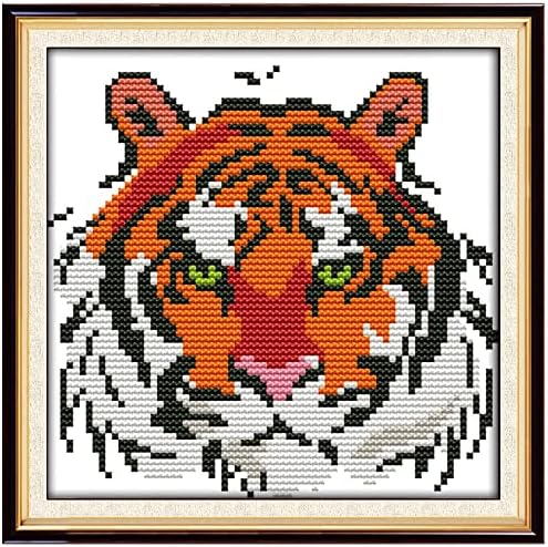 ITSTITCH Stamped Cross Stitch Kits for Beginners,Full Range of Crossstitching Kits Preprinted Pattern for Adults, Embroidery Needlepoint Starter Kits 11ct 3 Strands -Tiger,8.7x8.7 inch by ITSTITCH