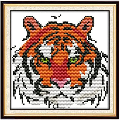 ITSTITCH Stamped Cross Stitch Kits for Beginners,Full Range of Crossstitching Kits Preprinted Pattern for Adults, Embroidery Needlepoint Starter Kits 11ct 3 Strands -Tiger,8.7x8.7 inch by ITSTITCH