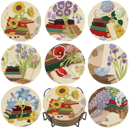 DOTZSO Diamond Art Coaster Kit 8Pcs Book Diamond Painting Coaster 4×4in by DOTZSODiamondPainting