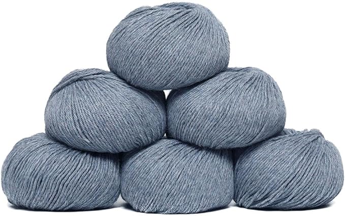 100% Baby Alpaca Yarn Wool Set of 6 Skeins (300 Grams) DK Weight - Made in Peru - Heavenly Soft and Perfect for Knitting and Crocheting (Heather Sky Blue, DK - 6 Skeins)