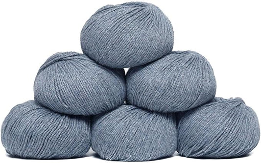 100% Baby Alpaca Yarn Wool Set of 6 Skeins (300 Grams) DK Weight - Made in Peru - Heavenly Soft and Perfect for Knitting and Crocheting (Heather Sky Blue, DK - 6 Skeins)