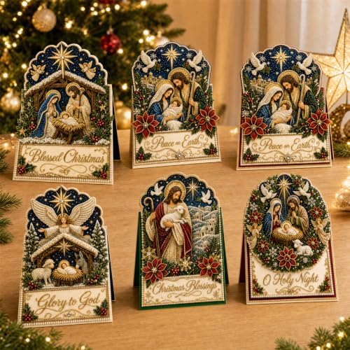 6 Pcs DIY Christmas Pearl Diamond Art Cards for Adults，Festive Wreath - Image 5