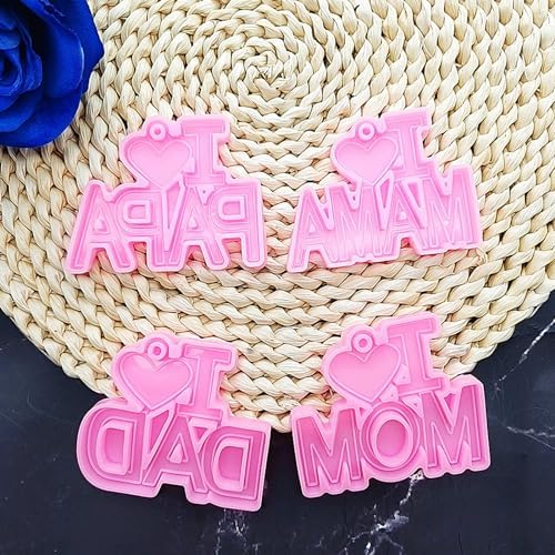 I Love Mom Dad Word Keychain Pendant Resin Mold Thanksgiving Silicone Mould Silicone 1# - Image 6