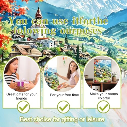 Ycydilirab Landscape Paint by Numbers for Adults-Paint by Number Scenery,DIY Acrylic Paint by Numbers Kits on Canvas Village Drawing Colorful Paintworks Artwork for Adults Beginner 16x20inch - Image 7