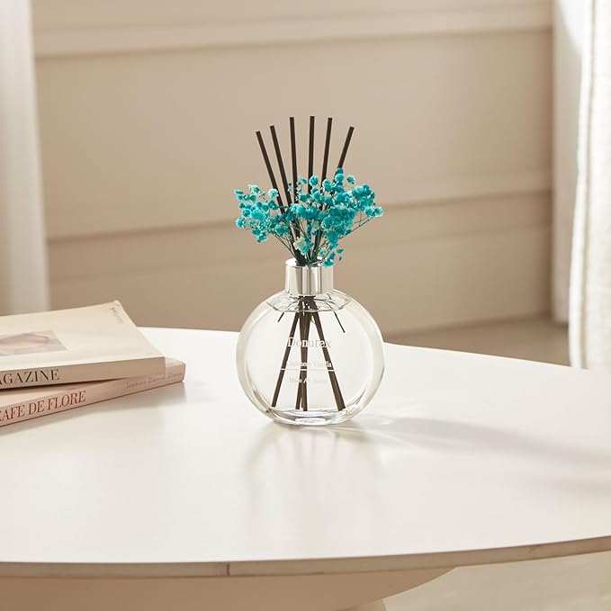 Donurex Flower Reed Diffuser Set 5.07oz Cashmere Vanilla Scent Diffuser with Sticks Home Fragrance Reed Diffuser for Bathroom Shelf Decor