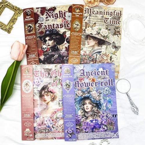 Vintage Scrapbook Stickers Book with 557pcs Stickers for Junk Journal Supplies, Aesthetic Washi Sticker Book for Journaling Dark Night Theme Ephemera for Junk Journal, Scrapbooking Supplies for Adults - Image 7