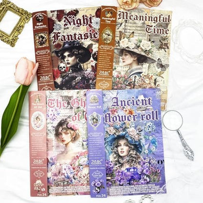 Aesthetic Washi Sticker Book,426pcs Scrapbook Stickers for Adults Pre-Cut Bullet Journal Stickers for Scrapbooking Supplies Vintage Ladies Flowers Sticker for Journaling Ephemera for Junk Journals - Image 7