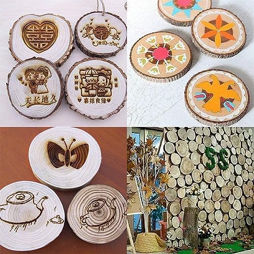 Unfinished Natural with Tree Bark Wood Slices 10 Pcs 4.2-4.7 inch Disc Coasters Wood Coaster Pieces Craft Wood kit Circles Crafts Christmas Ornaments DIY Crafts with Bark for Crafts Rustic Wedding - Image 5