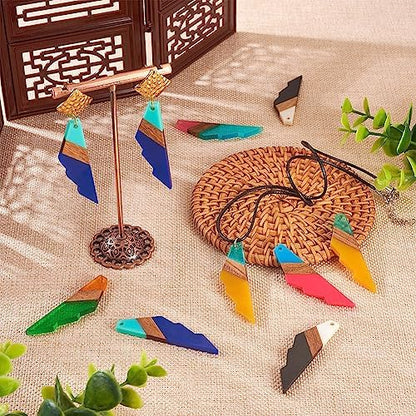 FASHEWELRY 20Pcs Natural Resin Wood Charms 3 Tone Wooden Earring Blanks Geometry Jagged Shaped Wood Earring Charms Mixed Color Earring Findings for Jewelry Making - Image 3