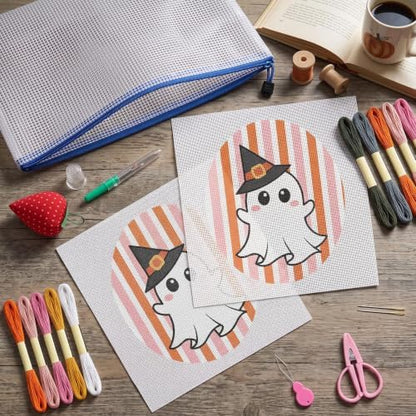 XunYee Needlepoint Canvas Kit, Halloween Haunt Boo - Image 4