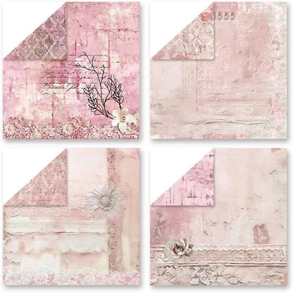 Pink Lace Scrapbook Paper Vintage Flower Pattern Papers Pad 12×12,24 Sheets Double-Sided Bobo Floral Scrapbooking CardStock Paper Pad for Holiday Cardmaking DIY junk Journal Papers. - Image 5