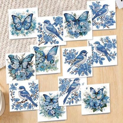 C'eitura 12Pcs Butterfly & Bluebird Diamond Art Painting Greeting Card Kit with Envelopes, DIY Nature Theme Christmas Birthday Thanksgiving Card Making Set, Garden Inspired Handmade Card Craft - Image 7