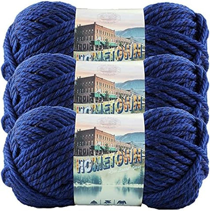 Lion Brand Yarn Hometown Yarn, Super-Bulky Yarn for Knitting, Crocheting, and Crafting, 3 Pack, Fort Worth Blue by LionBrandYarn