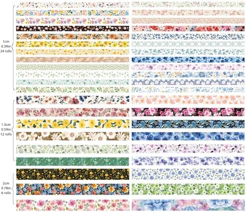 42 Rolls Vintage Floral Washi Tape Set - Decorative Tape for Scrapbooking, Journaling, Bullet Journals, DIY Crafts, and Gift Wrapping - Image 3