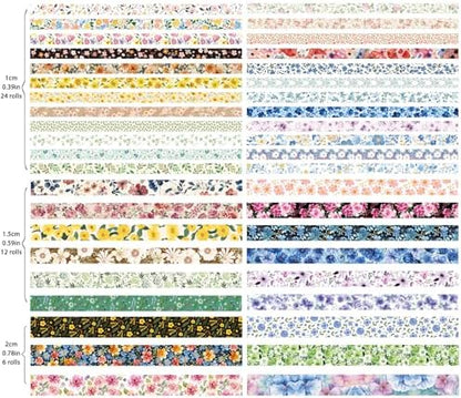 42 Rolls Vintage Floral Washi Tape Set - Decorative Tape for Scrapbooking, Journaling, Bullet Journals, DIY Crafts, and Gift Wrapping - Image 3