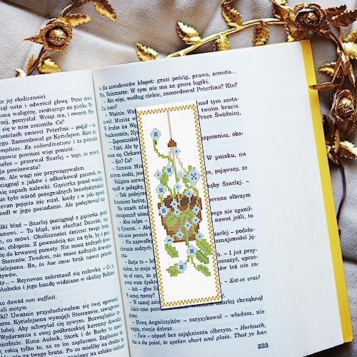 FREEBLOSS 6 Set Cross Stitch Bookmark Kit Flowers Patterns Stamped Cross Stitch Kit with Instruction Embroidery Kit for Adults Beginners Reading Gift 8''x2.4'' - Image 5